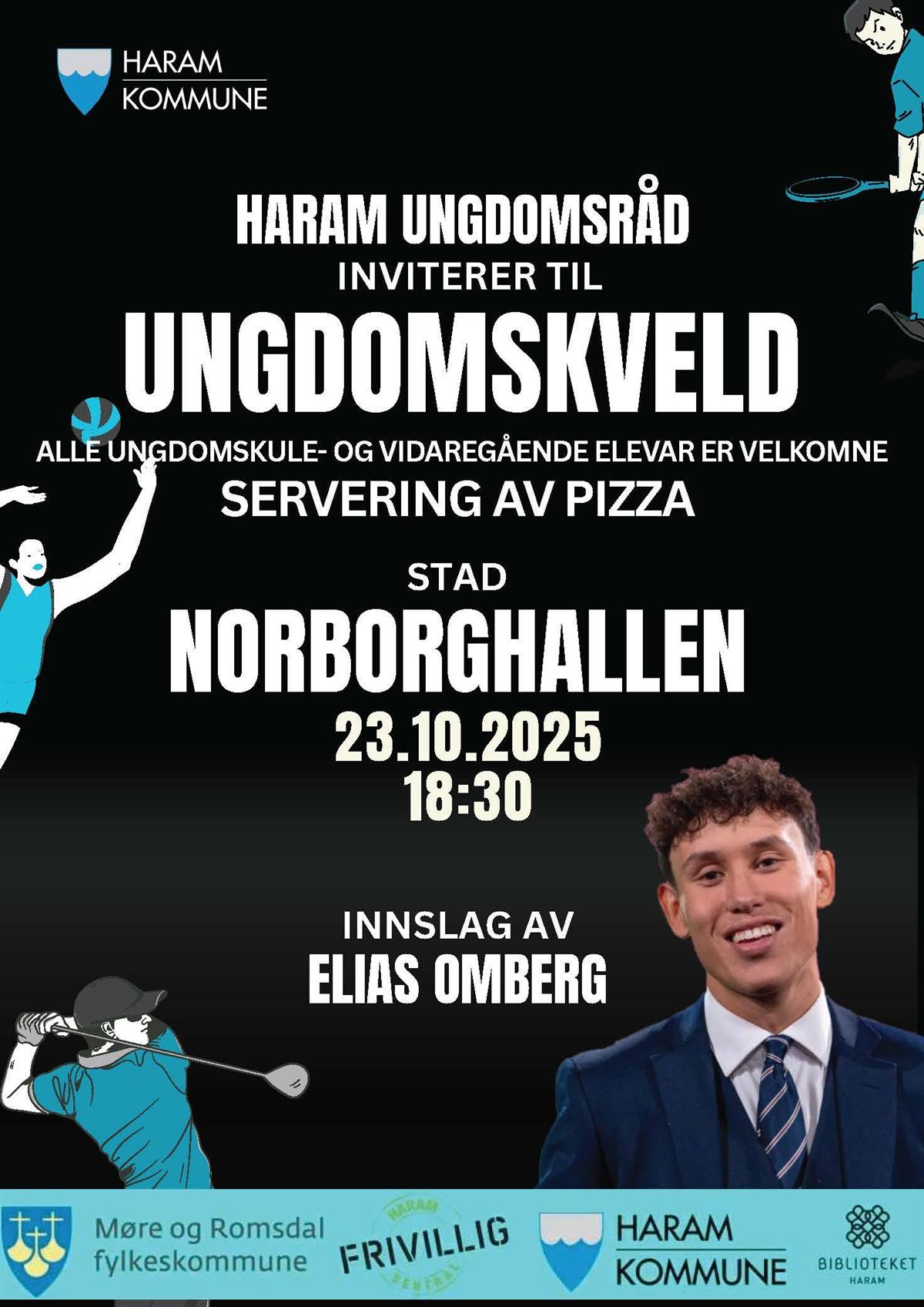 Plakat for ungdomskvelden - Klikk for stort bilete