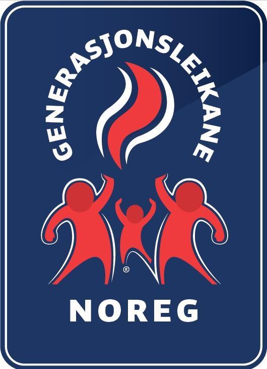 Blå, raud og kvit logo - generasjonslaikane - Klikk for stort bilete